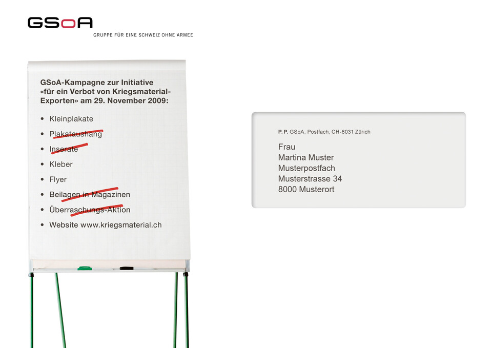 Abstimmungskampagne für die Gruppe Schweiz ohne Armee GSoA