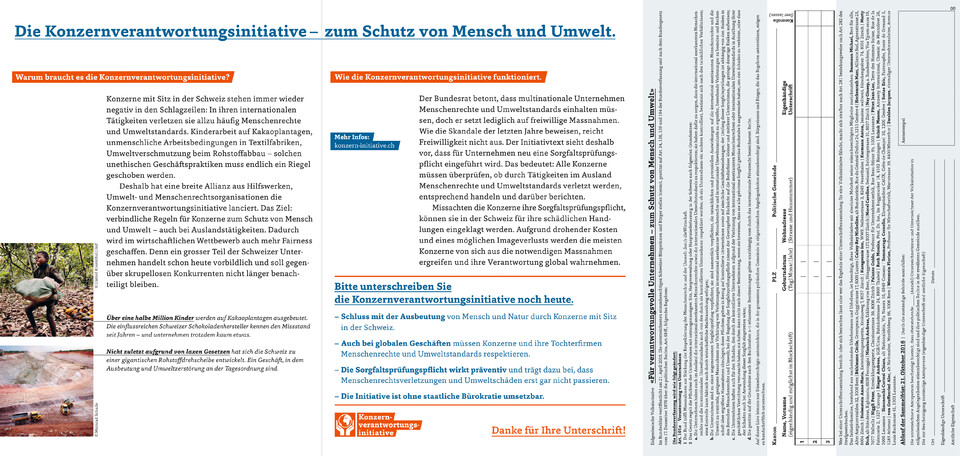 Lancierungskampagne für die Konzernverantwortungsinitiative