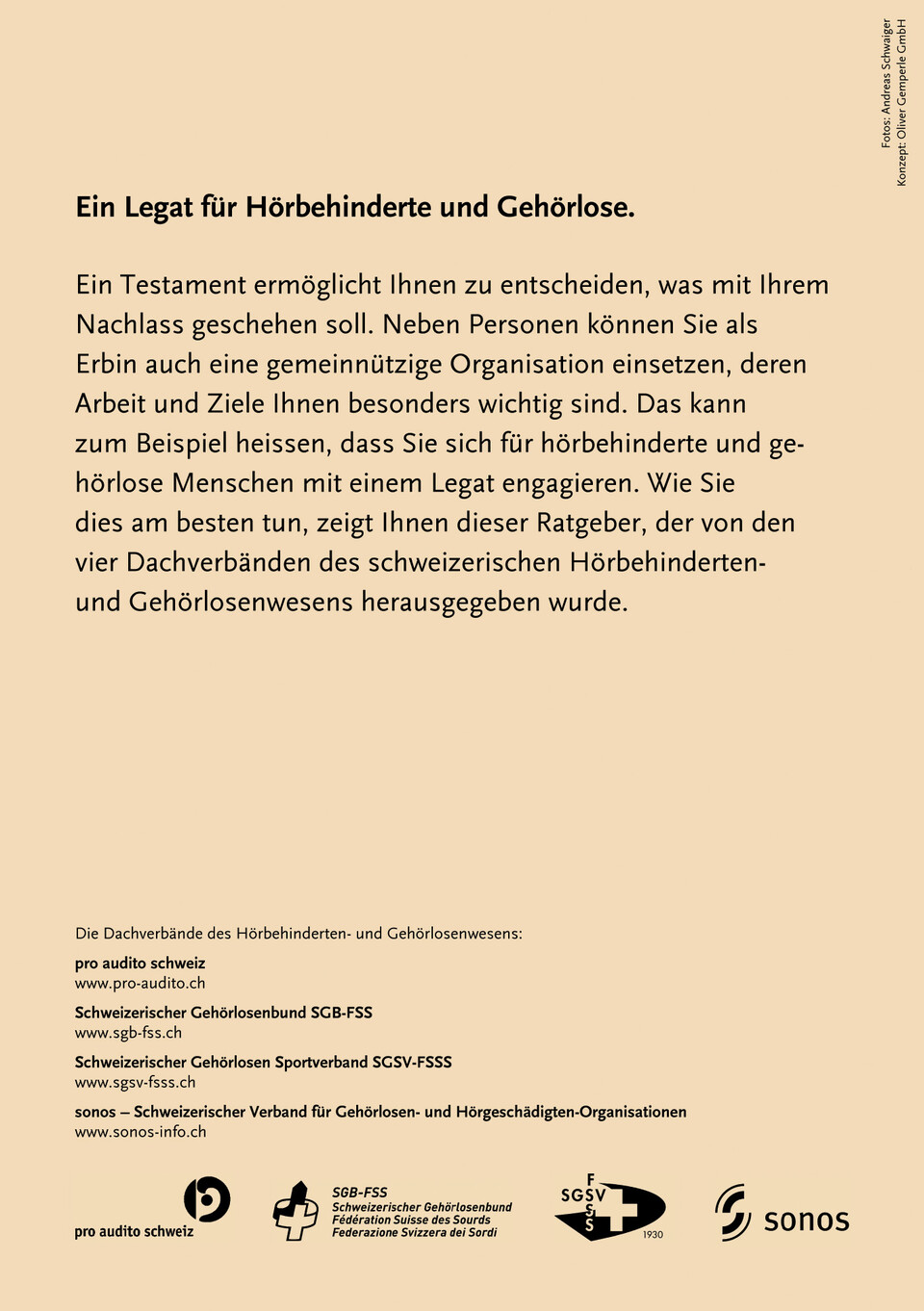 Legatmarketing für den Schweizerischen Gehörlosenbund