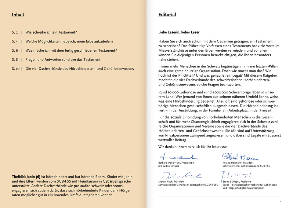 Legatmarketing für den Schweizerischen Gehörlosenbund