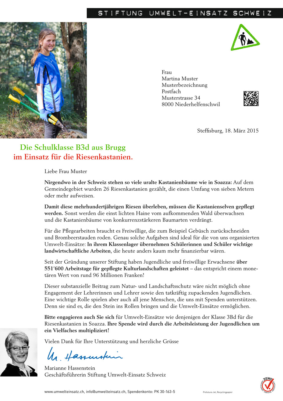 Mailingprogramm für die Stiftung Umwelteinsatz
