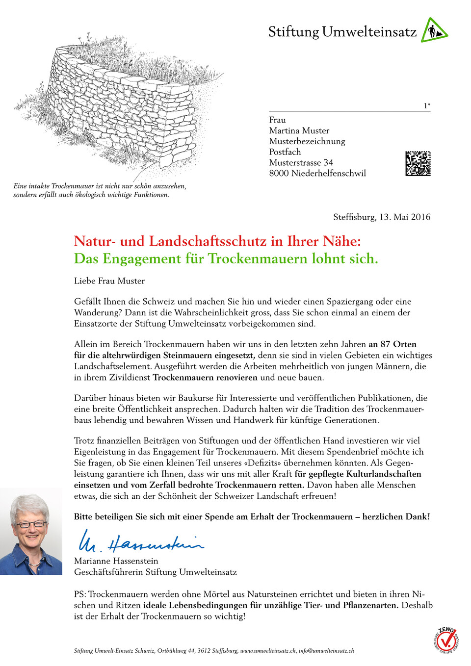 Mailingprogramm für die Stiftung Umwelteinsatz