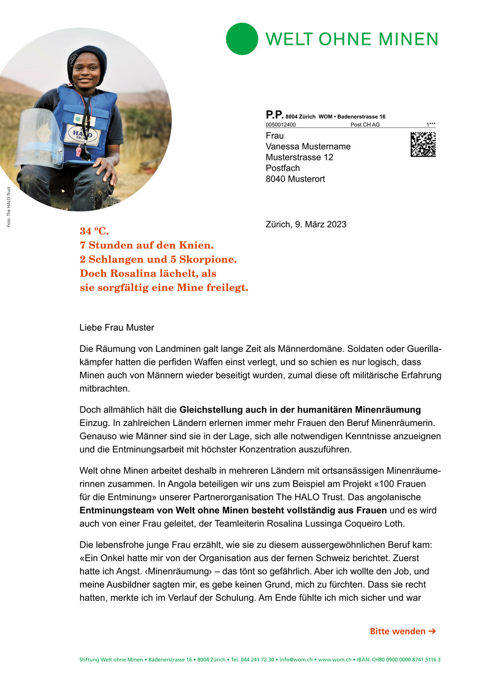 Mailingprogramm für Welt ohne Minen