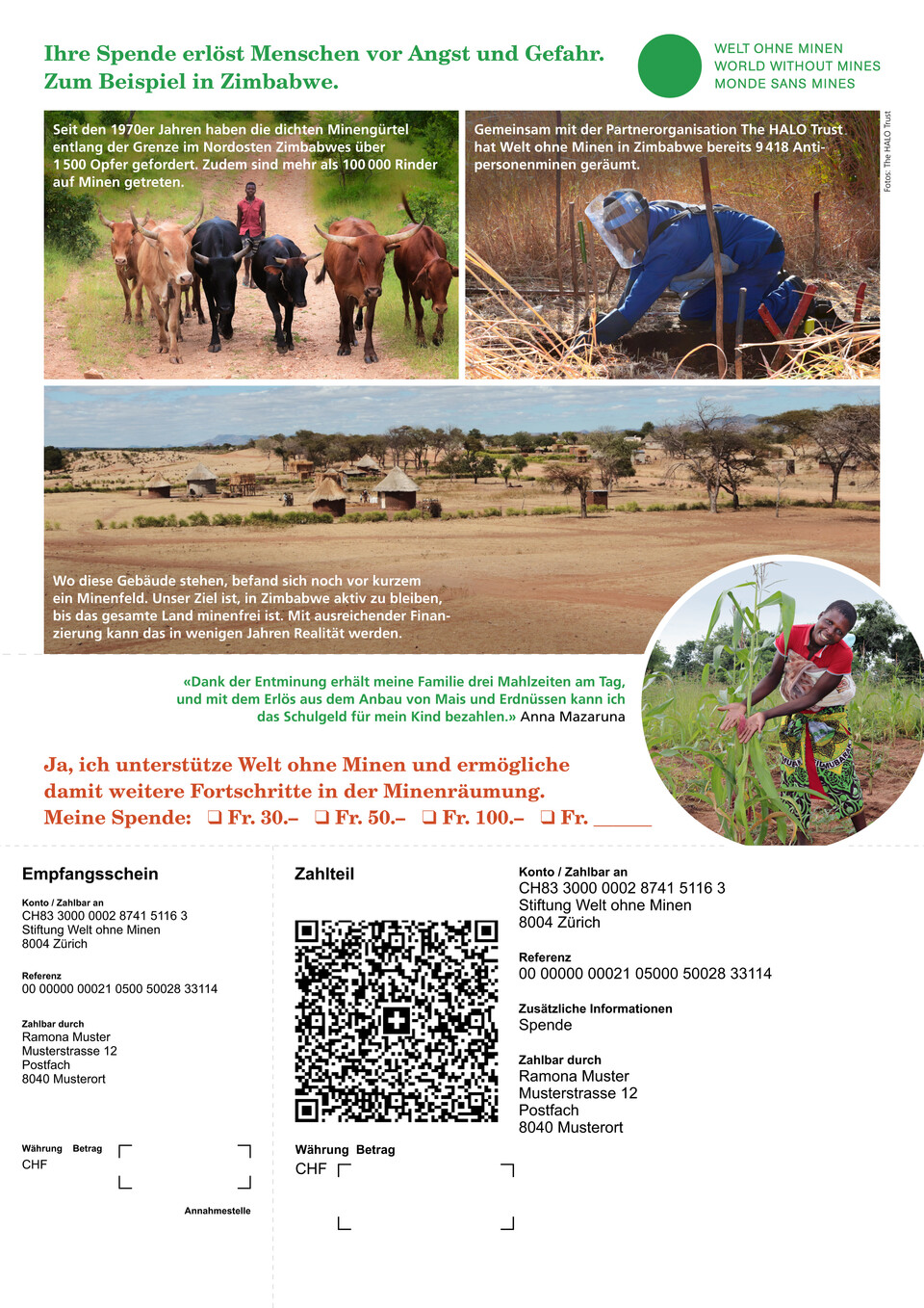 Mailingprogramm für Welt ohne Minen