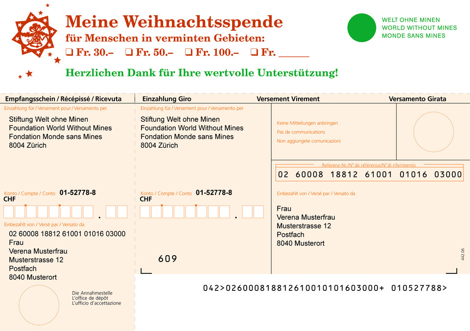 Mailingprogramm für Welt ohne Minen