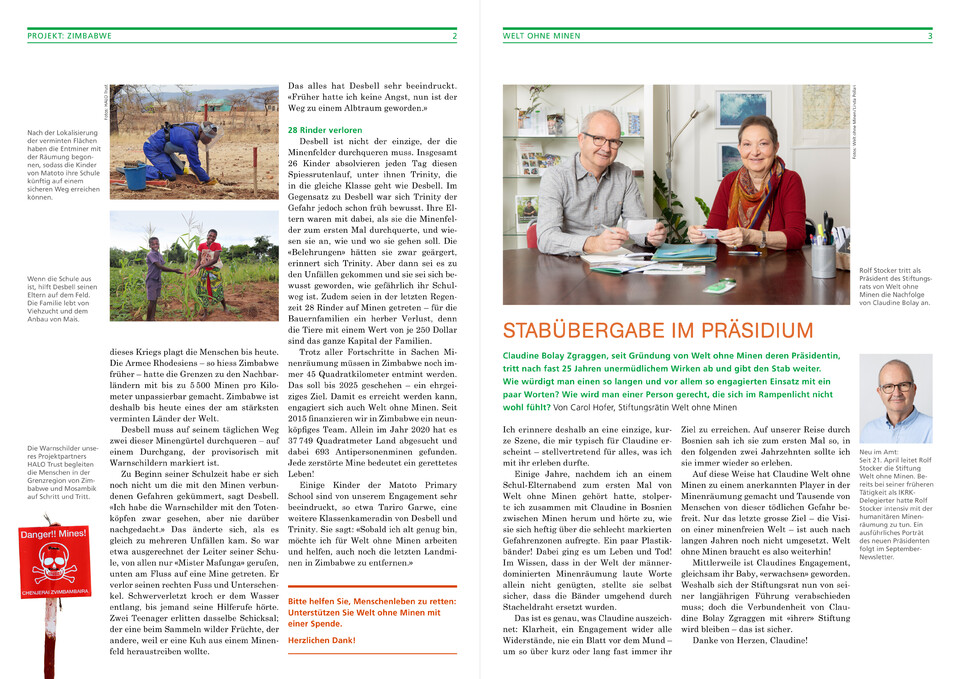 Mailingprogramm für Welt ohne Minen