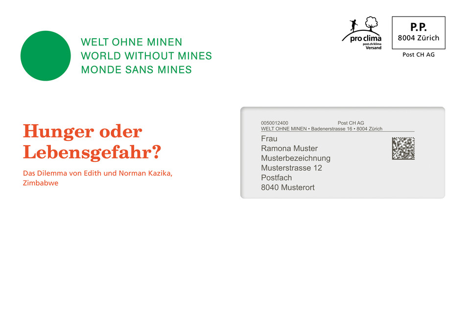 Mailingprogramm für Welt ohne Minen