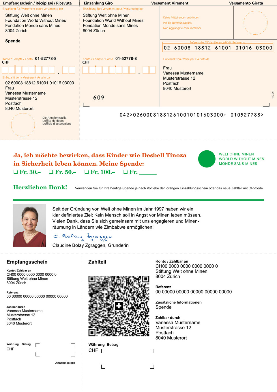 Mailingprogramm für Welt ohne Minen