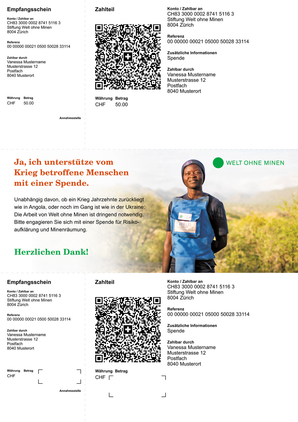 Mailingprogramm für Welt ohne Minen