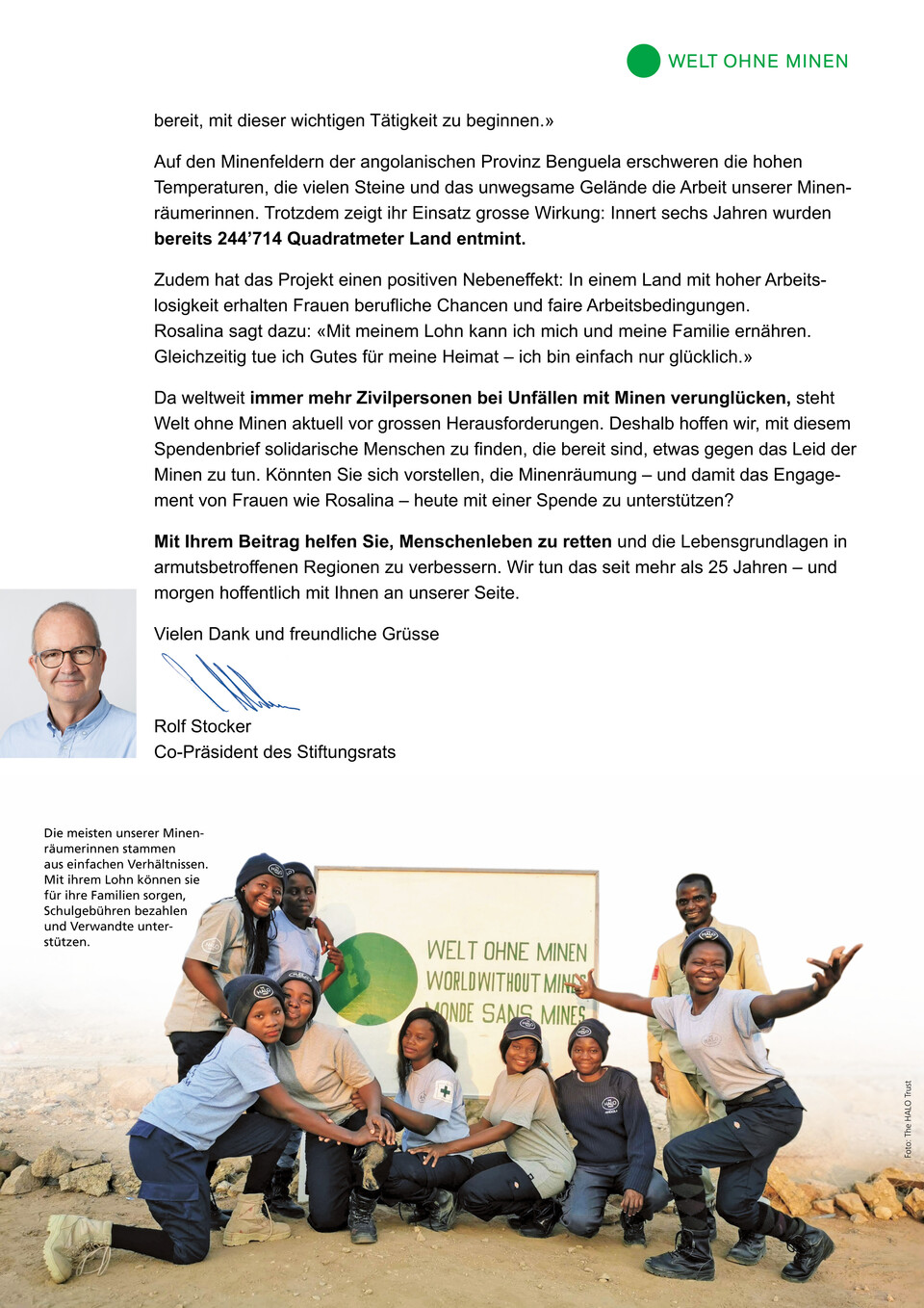 Mailingprogramm für Welt ohne Minen