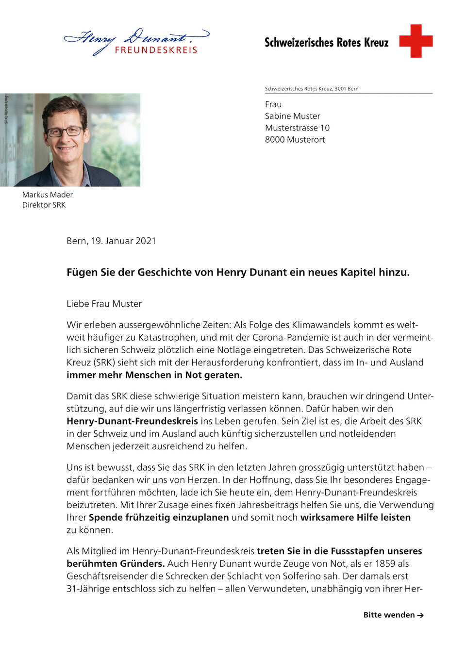 Middle-Donor-Club für das Schweizerische Rote Kreuz SRK