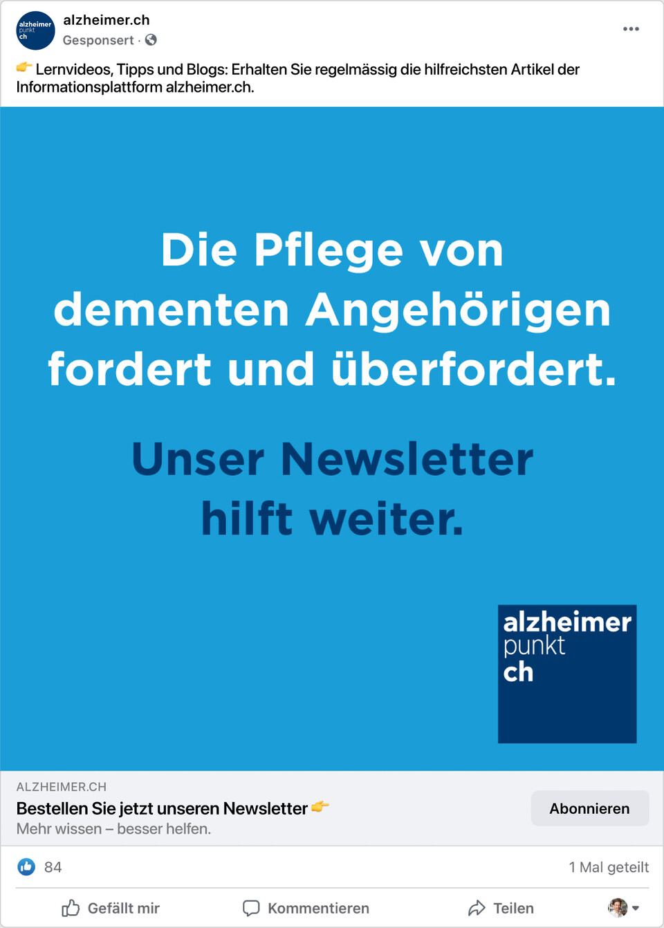 Online-Fundraising für alzheimer.ch