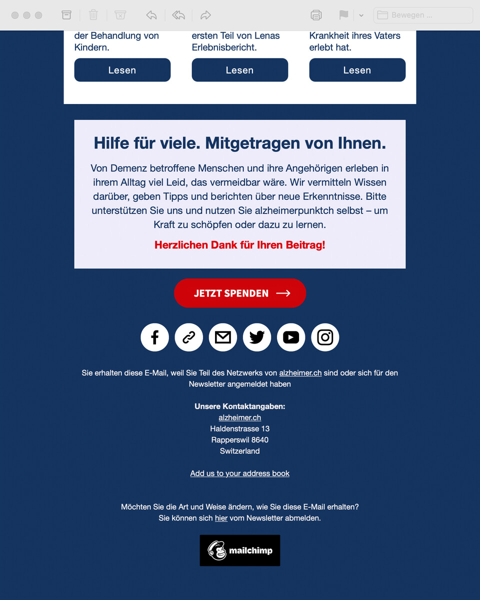 Spendenaufruf Newsletter