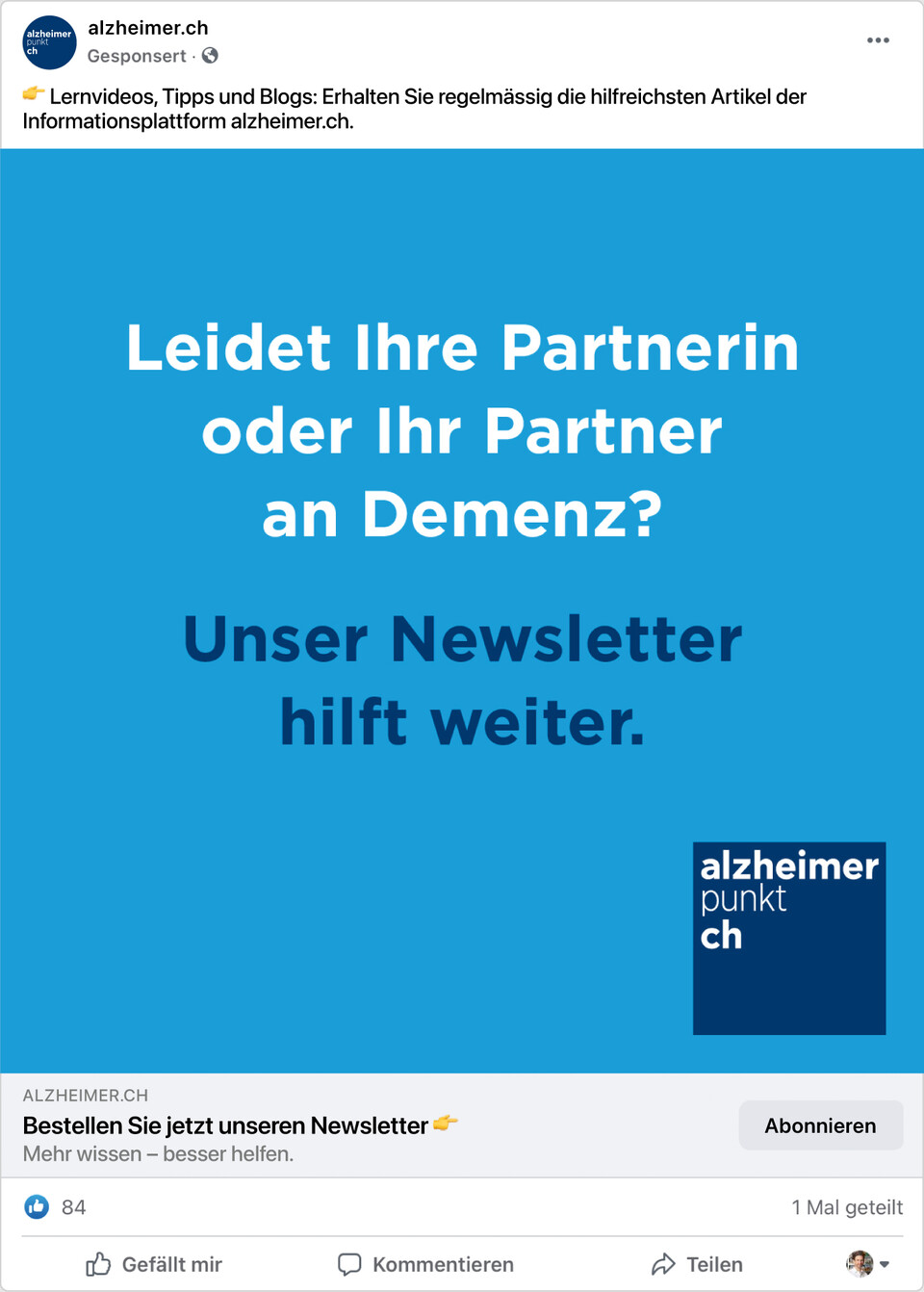 Online-Fundraising für alzheimer.ch