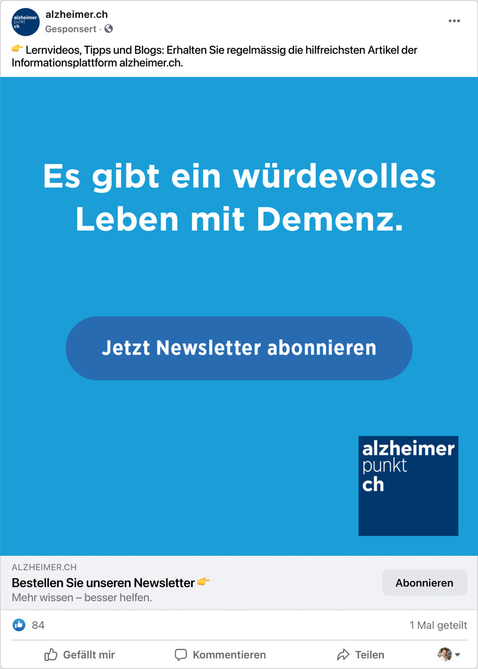 Online-Fundraising für alzheimer.ch