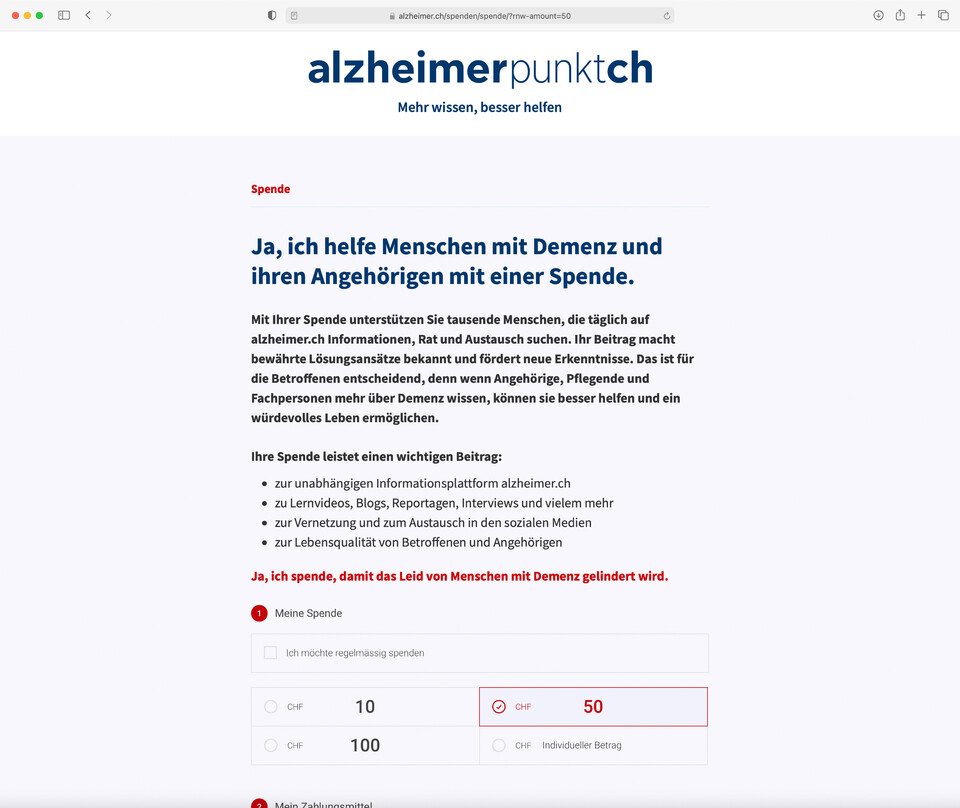 Optmimierung Donation Page