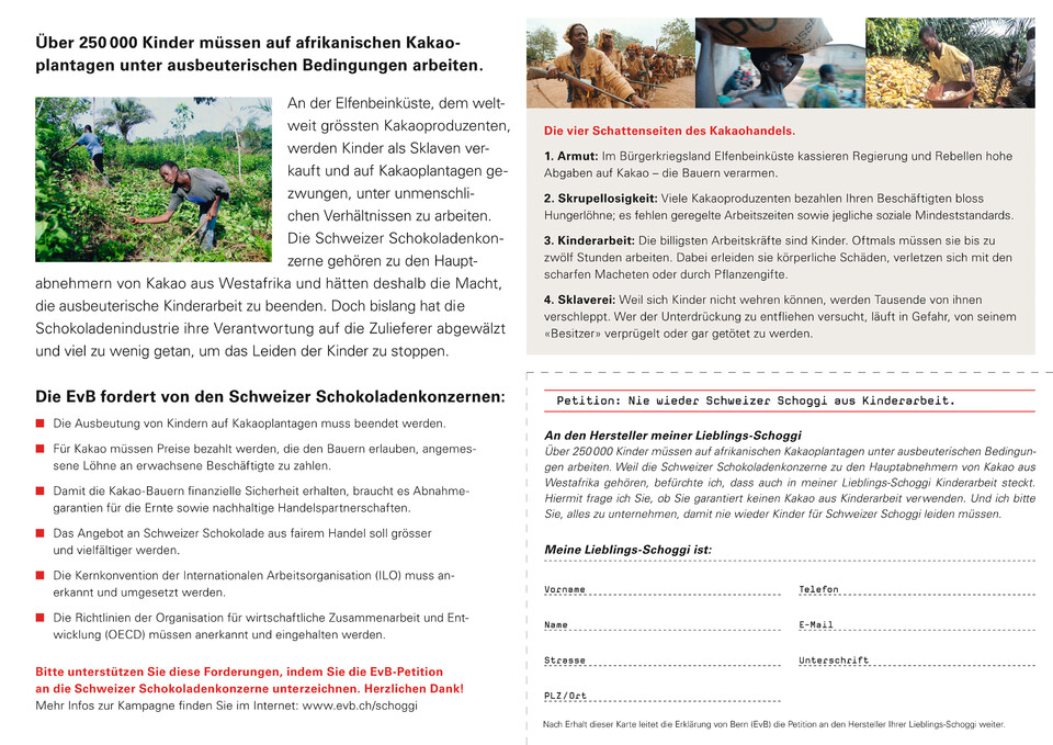 Petitionskampagne für die Erklärung von Bern (EvB)