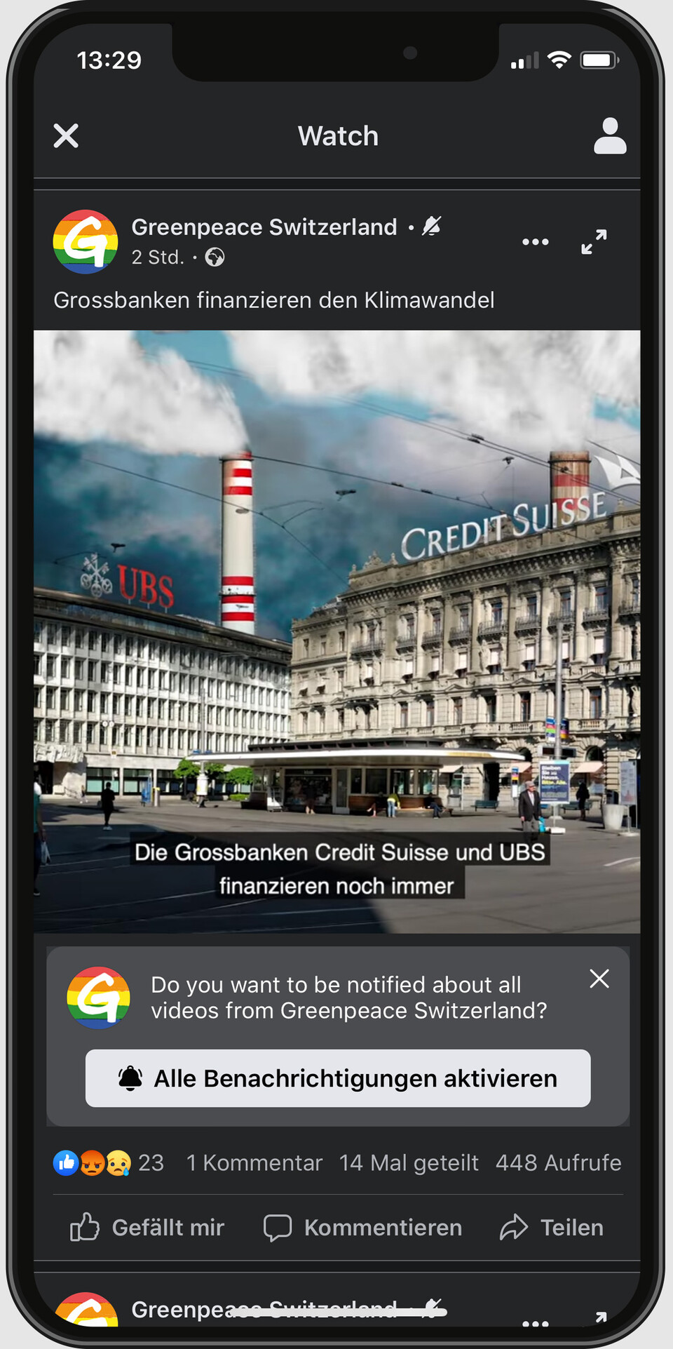 Sensibilisierungskampagne für Greenpeace Schweiz