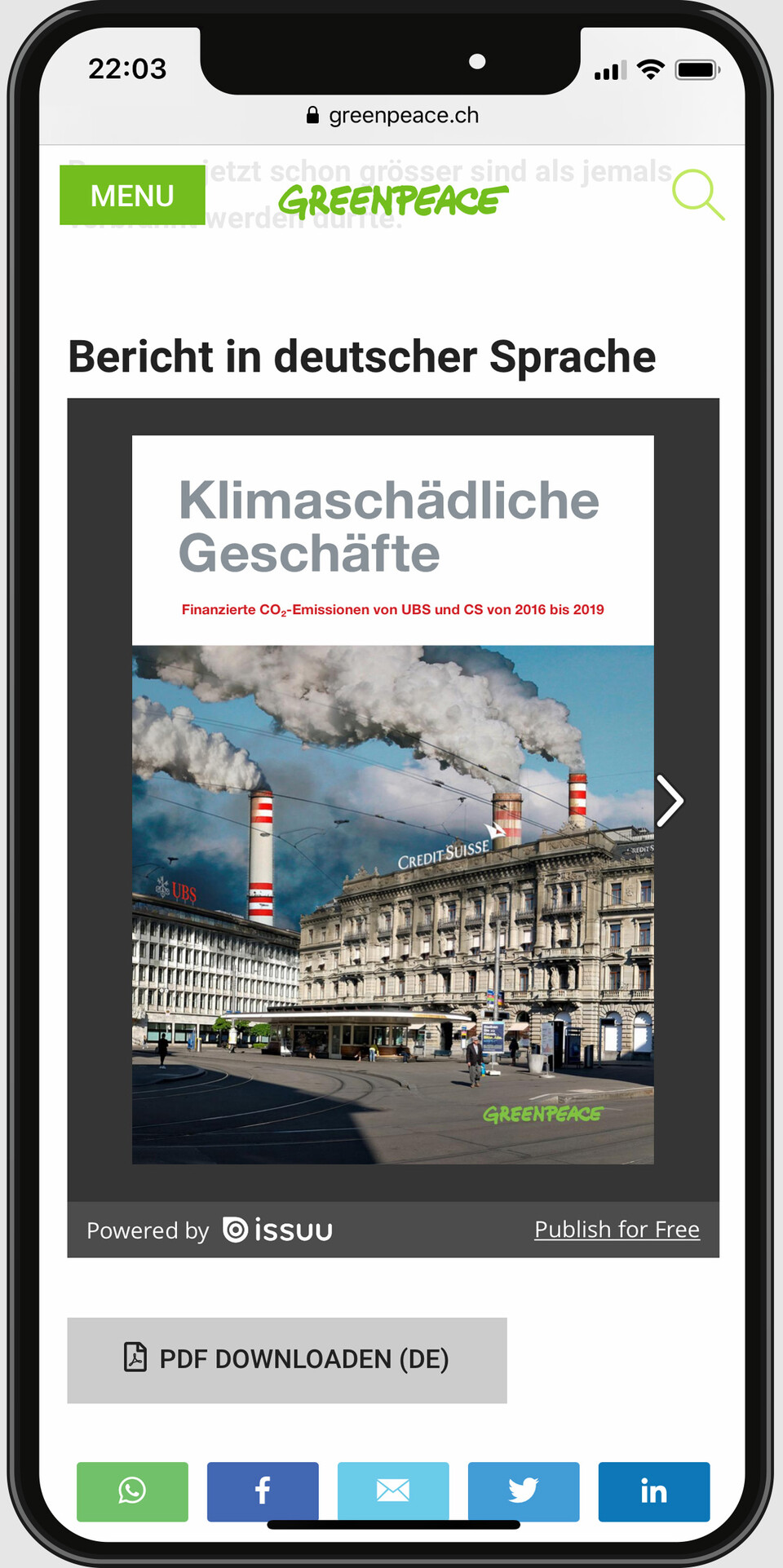 Website Greenpeace Mobile