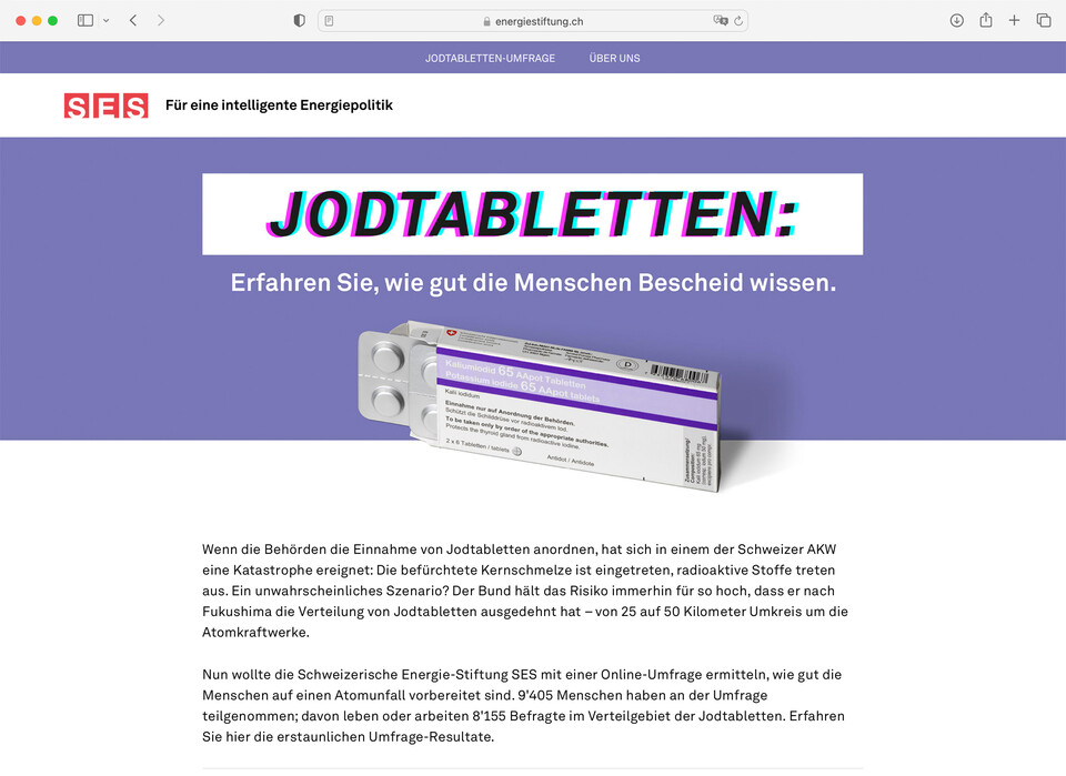 Sensibilisierungskampagne für die Schweizerische Energie-Stiftung SES