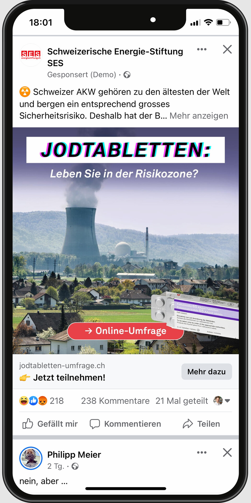 Ads zur Bewerbung der Umfrage