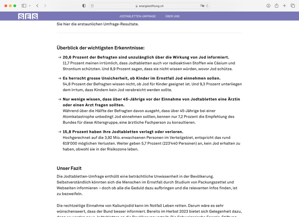 Sensibilisierungskampagne für die Schweizerische Energie-Stiftung SES