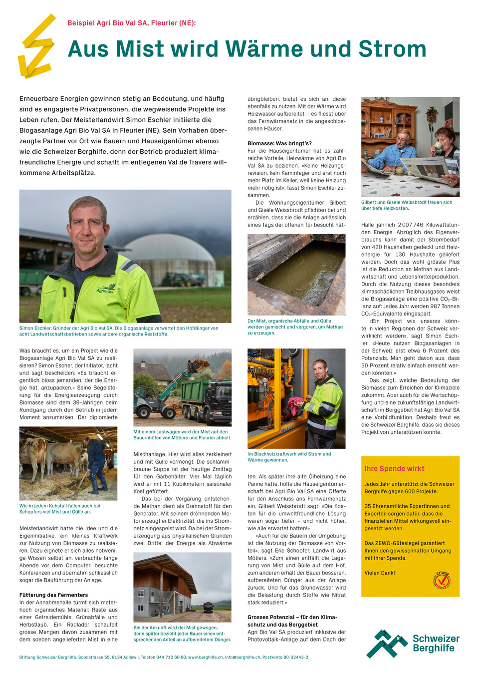 Spendenmailing für die Schweizer Berghilfe